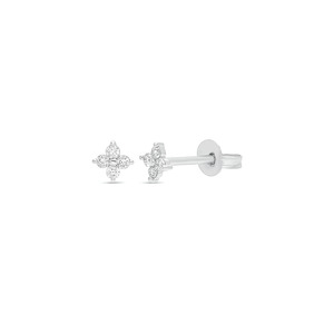 9k White Gold Diamond Flower Stud Earrings