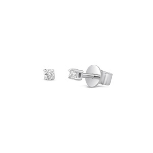 9k White Gold 4 Claw Diamond Stud Earrimgs