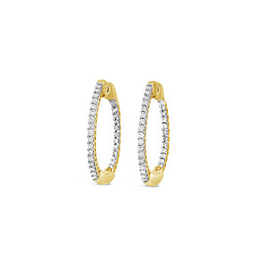 9k Yellow Gold 0.25ct Diamonds Hoop Earrings