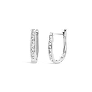 9k White Gold Channel Set 0.25ct Diamond Huggie Earrings