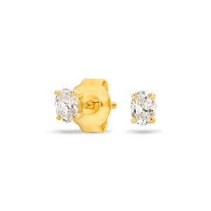 9k Yellow Gold 0.25ct Oval Diamond Stud Earrings