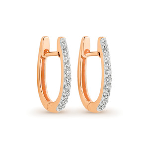 9k Rose & White Gold 0.15ct Diamond Huggie Earrings