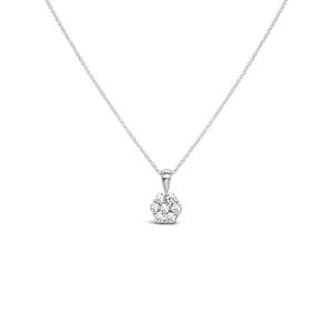 9k White Gold Diamond 0.75ct Cluster Pendant Necklace