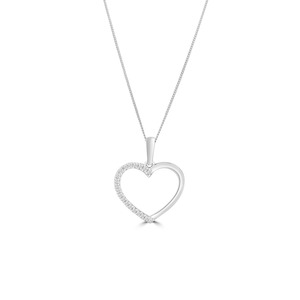 9k White Gold Small Diamond Heart Pendant