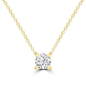 9k Yellow Gold Round Brilliant Diamond 0.25ct Solitaire Classic Necklace