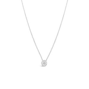 9k White Gold Diamond Bezel Set Solitaire Pendant