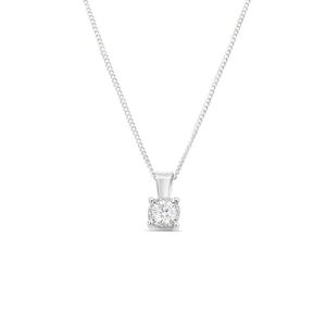 18k White Gold Illusion Set Diamond Solitaire Pendant