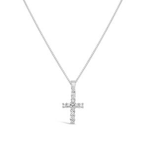 9k White Gold Diamond Cross Pendant