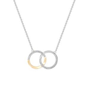 9k Yellow & White Gold Double Circle Diamond Pendant