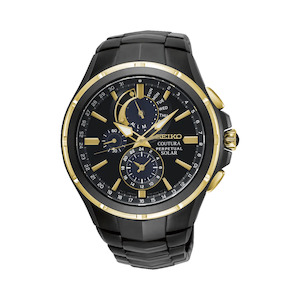 Seiko - SSC698P Mens Black & Gold Perpetual Calendar Coutura Solar Sports Watch