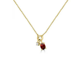 9k Yellow Gold Garnet & Diamond Pendant