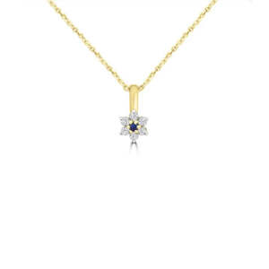 9k Yellow Gold Sapphire & Diamond Pendant