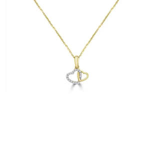 9k Yellow Gold Diamond Hearts Necklace