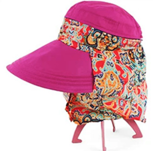 Hat / Visor with Zip off Top Hot Pink with detachable Scarf