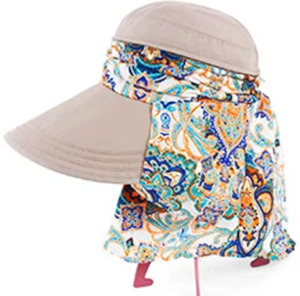 Hat / Visor with Zip off Top Cream with detachable Scarf