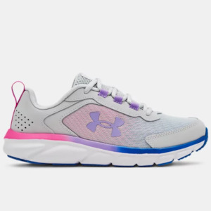 Clothing: UA Girls GGS Assert 9 Halo Gray/White/Vivid Lilac