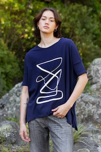 Iza Tee (Blue) Contour Print