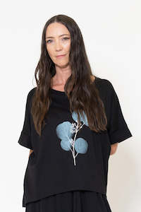 Soho Tee (Black) Eucalyptus Print