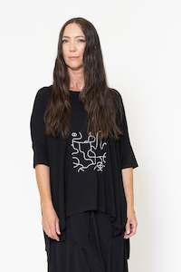 Iza Tee (Black) Maze Print