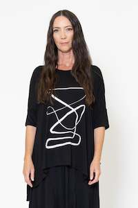 Iza Tee (Black) Contour Print