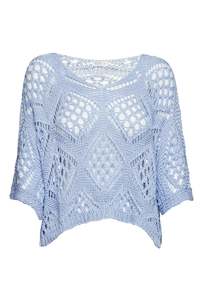 Lottie Crochet Batwing Sweater Slate Blue