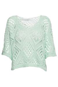 Lottie Crochet Batwing Sweater Sea Foam