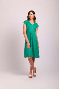 Button Front Dress in Green