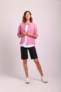 Relaxed Jacket Zip Front in Rose Hatch