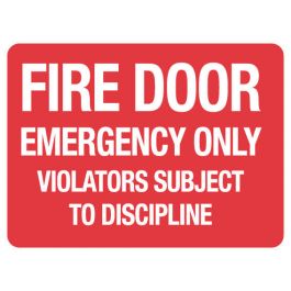 Workplace health and safety: Fire Sign - Fire Door Emergency Only 225 x 300mm Poly Jaybro New Zealand