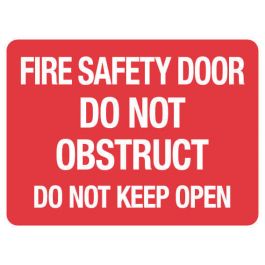 Fire Sign - Fire Safety Door 225 x 300 mm Poly Jaybro New Zealand