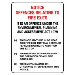 Workplace health and safety: Fire Sign - Notice Offences 225 x 300 mm Poly Jaybro