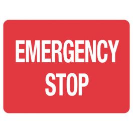 Workplace health and safety: Fire Sign - Emergency Stop 225 x 300 mm Poly Jaybro New Zealand