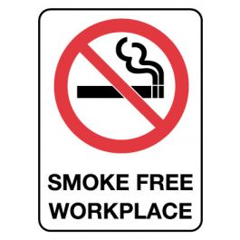 Prohibition Sign - Smoke Free Workplace 600 x 450 mm Poly Jaybro New Zealand