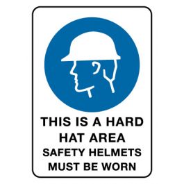 Mandatory Sign - This Is A Hard Hat Area 600 x 450 mm Poly Jaybro New Zealand