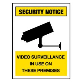 Security Notice Sign - Video Surveillance 600 x 450 mm Poly Jaybro New Zealand