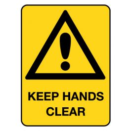 Warning Sign - Keep Hands Clear 225 x 300 mm Poly Jaybro New Zealand