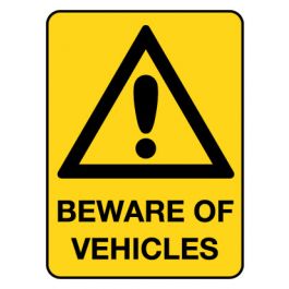 Workplace health and safety: Warning Sign - Beware Of Vehicles 600 x 450 mm Poly Jaybro