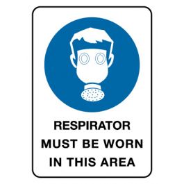 Mandatory Sign - Respirator Must Be Worn 600 x 450 mm Metal Jaybro New Zealand