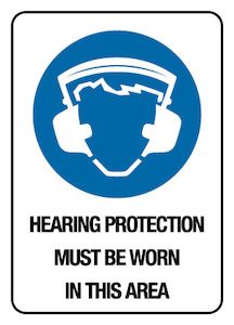 Mandatory Sign - Hearing Protection In This Area 300 x 225 mm Poly Jaybro New Zealand