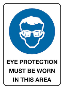 Mandatory Sign - Eye Protection Must Be Worn 450 x 300 mm Poly Jaybro New Zealand