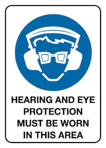 Mandatory Sign - Hearing And Eye Protection 600 x 450 mm Poly Jaybro New Zealand