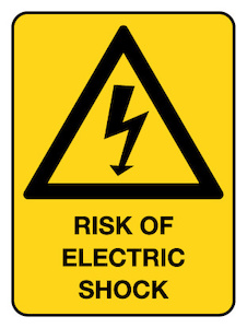 Warning Sign - Risk Of Electric Shock 225 x 300 mm Poly