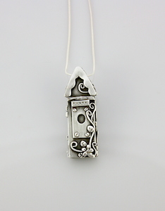 3D Pure Silver Bird House/Town House Pendant