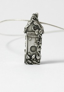 3D Pure Silver Bird House/Town House Pendant