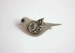 Pure Silver Bird Brooch