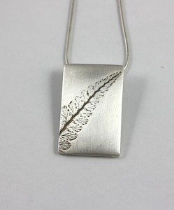 Pure Silver Rectangular Fern Pendant