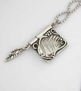 Miniature Pure Silver Book Pendant