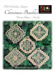 Filet Guipure - Christmas Baubles 1, Mixed Shapes, Set of 5