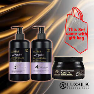 LUXSILK No Yellow Botox Keratin Shampoo Conditioner Mask 300mlx2+200ml J16MCO**