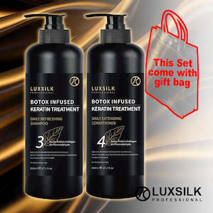 LUXSILK Keratin Botox Infused Shampoo Conditioner Gift Bag Set 800mlx2 J16LSX*